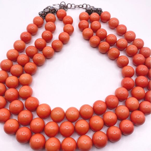 Bohemian Glass in Orange Coral Tone Coated with Sterling and moonstone closure - Picture 9 of 10